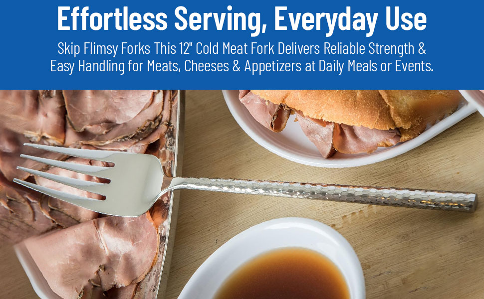 Carlisle FoodService Products 60202 Hammered Stainless Steel Cold Meat Fork, 12