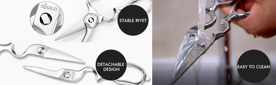 LIVINGO Kitchen Forged Shears Heavy Duty Come Apart Ultra Sharp Multi-function Stainless Steel Scissors Bottle Opener, Nut Cracker 8.5 inch