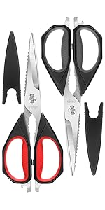 LIVINGO Kitchen Forged Shears Heavy Duty Come Apart Ultra Sharp Multi-function Stainless Steel Scissors Bottle Opener, Nut Cracker 8.5 inch