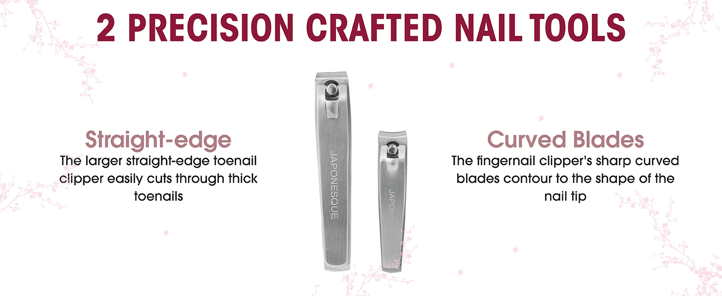JAPONESQUE Fingernail & Toenail Clippers Set with Salon Quality Sharp Blades Made from Stainless Steel