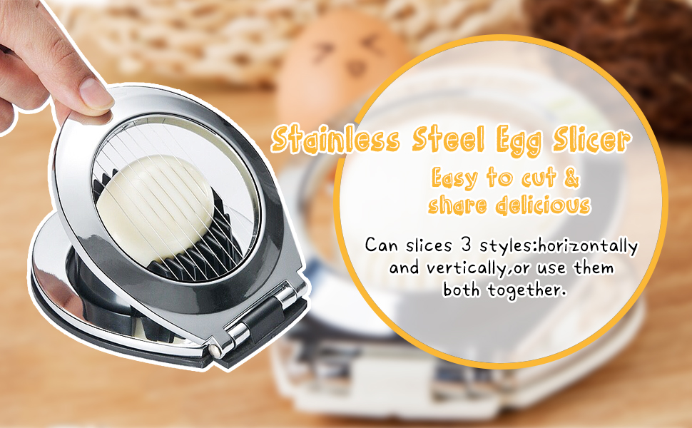 Stainless Steel Egg Slicer With 3 Slicing Styles