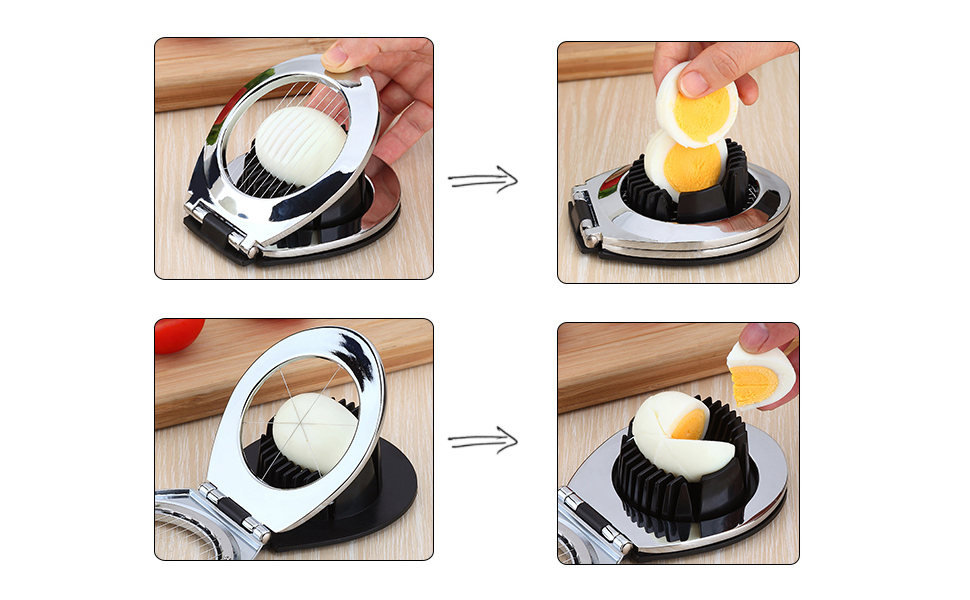 Stainless Steel Egg Slicer With 3 Slicing Styles