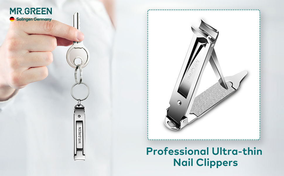MR.GREEN Portable Nail ClippersMedical Grade Stainless Steel Foldable Nail Cutter Ultra Slim Travel Design