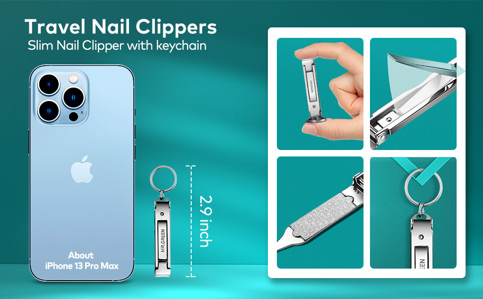 MR.GREEN Portable Nail ClippersMedical Grade Stainless Steel Foldable Nail Cutter Ultra Slim Travel Design