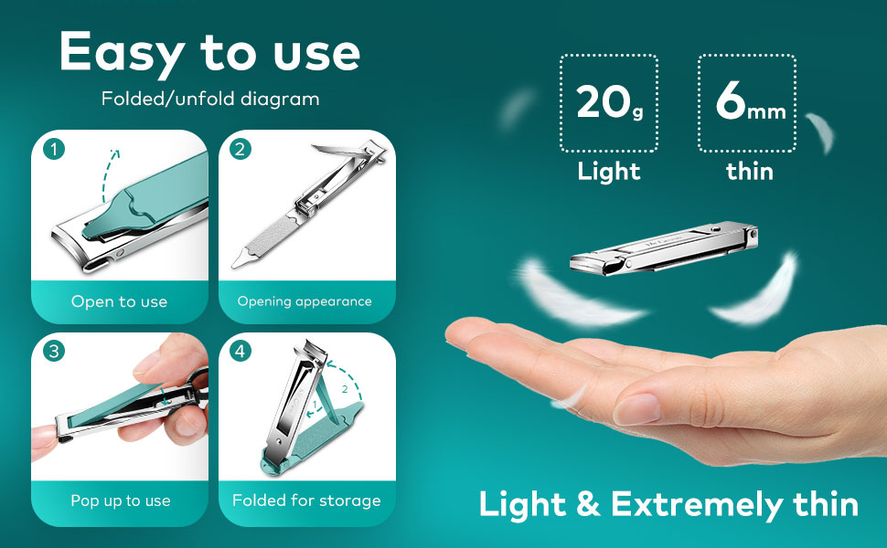 MR.GREEN Portable Nail ClippersMedical Grade Stainless Steel Foldable Nail Cutter Ultra Slim Travel Design