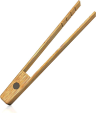 Toaster Tongs With Magnet | Kitchen Utensils For Cooking and Holding Toast Bacon Muffin Bagel Bread | 8 Inch Long Natural Non Toxic Bamboo
