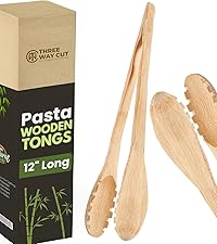Toaster Tongs With Magnet | Kitchen Utensils For Cooking and Holding Toast Bacon Muffin Bagel Bread | 8 Inch Long Natural Non Toxic Bamboo