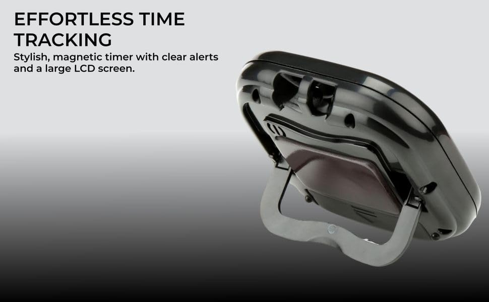 H&S Digital Kitchen Timer - Magnetic Cooking Timer with Large LCD Digits Display & Loud Alarm - Black - Countdown Clock for Kids Classroom - AAA Battery Included - Kitchen Timers for Cooking