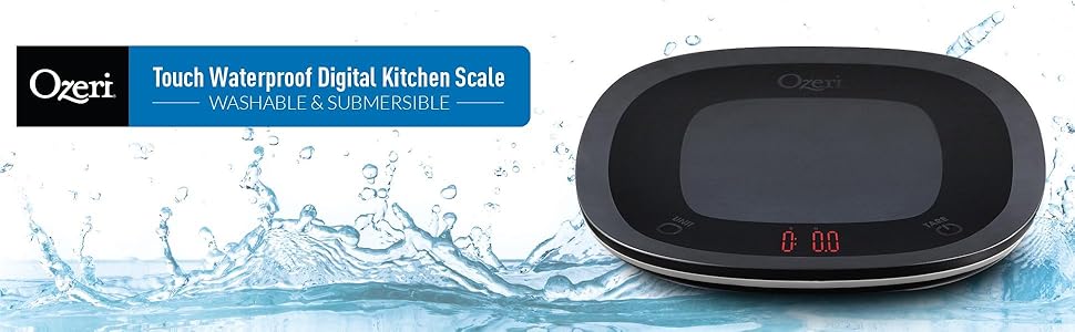 Ozeri Touch Waterproof Digital Kitchen Scale, Washable and Submersible