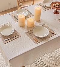 Home Brilliant Linen Placemats Set of 4 Heat Resistant Dining Table Cloth Place Mats Kitchen Table Mats Placemats Table Spring Decor, Natural Linen