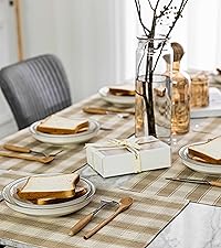 Home Brilliant Linen Placemats Set of 4 Heat Resistant Dining Table Cloth Place Mats Kitchen Table Mats Placemats Table Spring Decor, Natural Linen