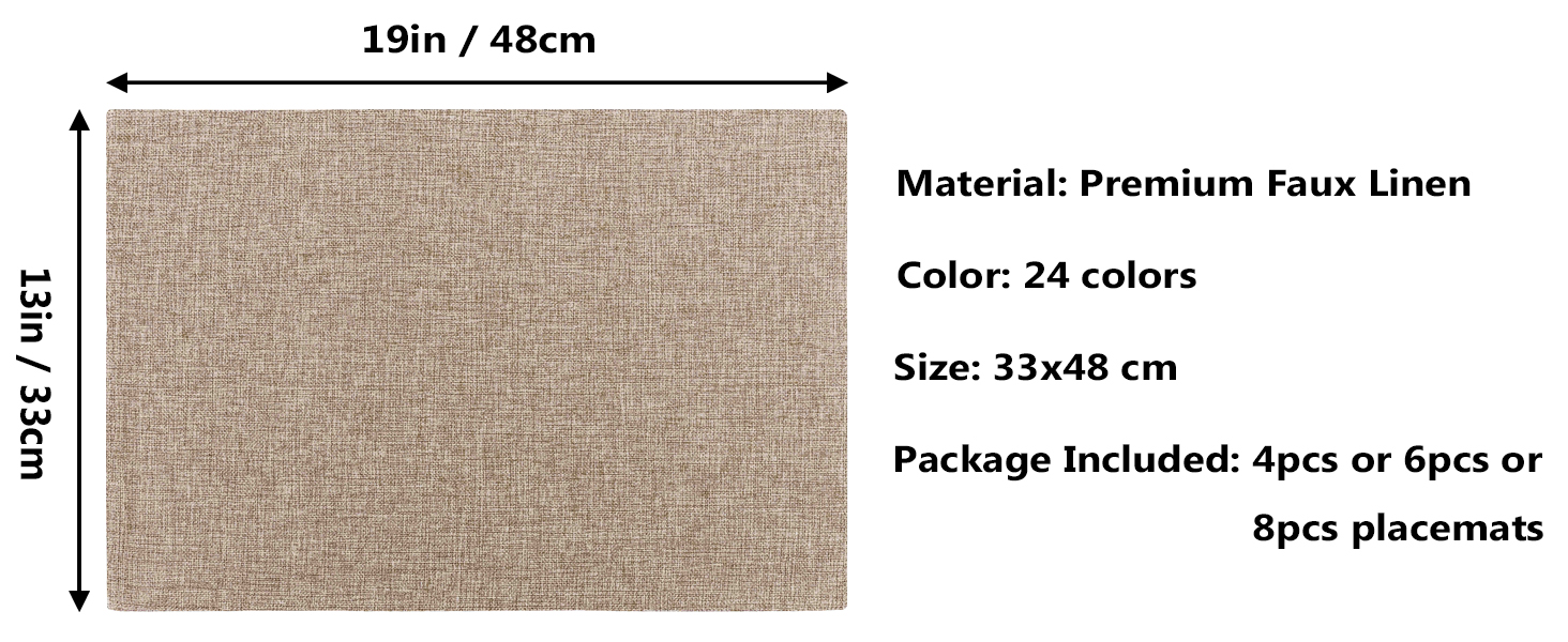 Home Brilliant Linen Placemats Set of 4 Heat Resistant Dining Table Cloth Place Mats Kitchen Table Mats Placemats Table Spring Decor, Natural Linen