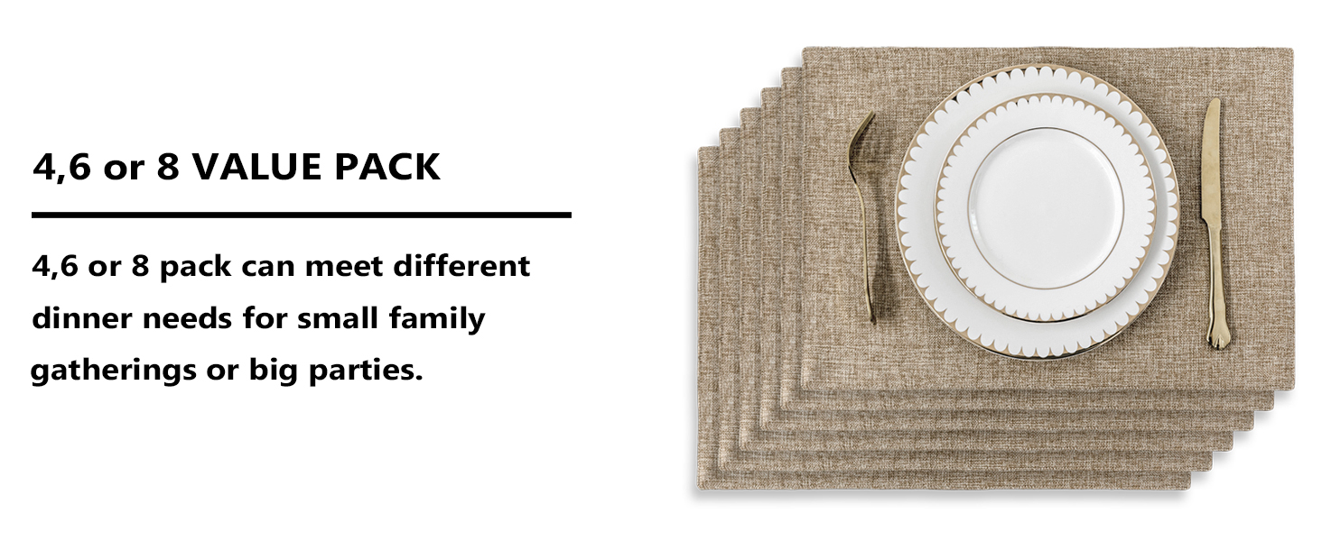 Home Brilliant Linen Placemats Set of 4 Heat Resistant Dining Table Cloth Place Mats Kitchen Table Mats Placemats Table Spring Decor, Natural Linen