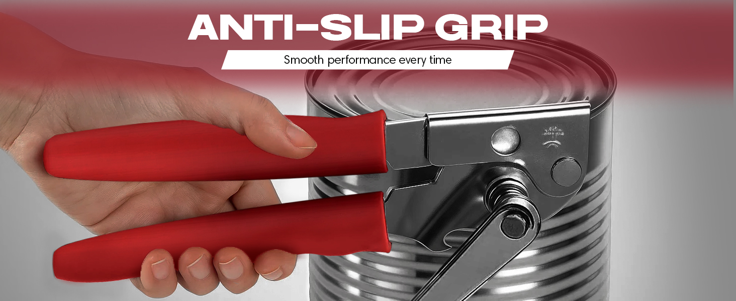 Chef Master Commercial Can Opener Heavy Duty - Manual Hand Crank for Large Cans with Anti-Slip Grip - Stainless Steel Restaurant Can Opener Manual for Seniors, Kitchen, Bars & Food Trucks - 90056