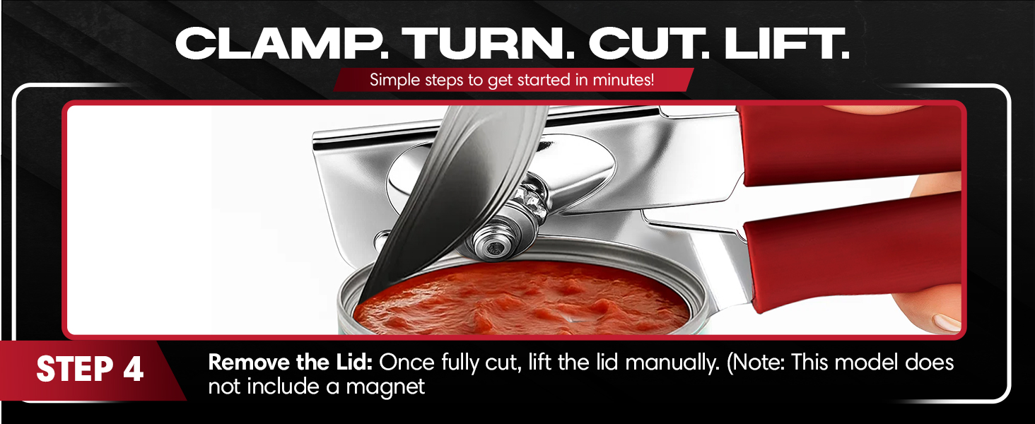 Chef Master Commercial Can Opener Heavy Duty - Manual Hand Crank for Large Cans with Anti-Slip Grip - Stainless Steel Restaurant Can Opener Manual for Seniors, Kitchen, Bars & Food Trucks - 90056