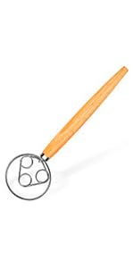 TEEVEA Danish Dough Whisk Stainless Steel Dough Hook Dutch Whisk for Sourdough Bread Mixer Hand with Wooden Handle Kitchen Whisking Mixing Tool Bread Making Tools
