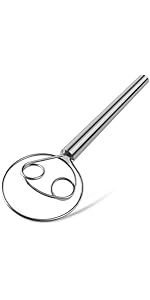 TEEVEA Danish Dough Whisk Stainless Steel Dough Hook Dutch Whisk for Sourdough Bread Mixer Hand with Wooden Handle Kitchen Whisking Mixing Tool Bread Making Tools