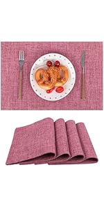 SHACOS Round Placemats Set of 6 Cotton Polyester Braided Place Mats 15 inch Heat Resistant Washable Table Mats for Kitchen Dining Party Natural Table Decor (Beige, 6)