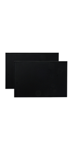 BARsics PVC Bar Service Mat for Cocktail Bartender 18x12 inches (Black 2-Pack)