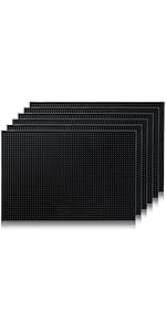 BARsics PVC Bar Service Mat for Cocktail Bartender 18x12 inches (Black 2-Pack)