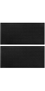 BARsics PVC Bar Service Mat for Cocktail Bartender 18x12 inches (Black 2-Pack)