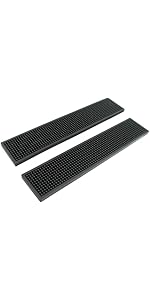 BARsics PVC Bar Service Mat for Cocktail Bartender 18x12 inches (Black 2-Pack)