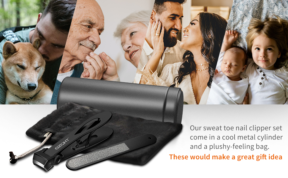 SZQHT Ultra Wide Jaw Opening Nail Clippers Set, Toenail Clippers for Thick Nails, Heavy Duty Nail Cutter, Stainless Steel Toe Nail Clippers for Seniors, Men & Women Manicure,Pedicure,Big(Black)