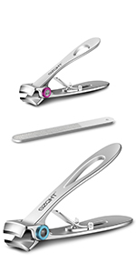 SZQHT Ultra Wide Jaw Opening Nail Clippers Set, Toenail Clippers for Thick Nails, Heavy Duty Nail Cutter, Stainless Steel Toe Nail Clippers for Seniors, Men & Women Manicure,Pedicure,Big(Black)