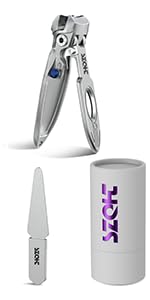 SZQHT Ultra Wide Jaw Opening Nail Clippers Set, Toenail Clippers for Thick Nails, Heavy Duty Nail Cutter, Stainless Steel Toe Nail Clippers for Seniors, Men & Women Manicure,Pedicure,Big(Black)