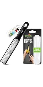 Spring Chef Dough Blender & Pastry Cutter Tool, Stainless Steel Pastry Blender & Bench Scraper for Pizza, Nut, Pie - Multipurpose Dough Cutter & Scraper Tool for Baking with Soft Grip Handles - Black