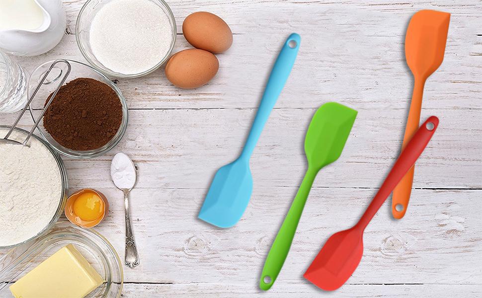 Silicone Spatulas, 8.5 inch Small Rubber Spatula Seamless One Piece Design Heat Resistant Non-Stick Flexible Scrapers Baking Mixing Tool (5 Pieces)