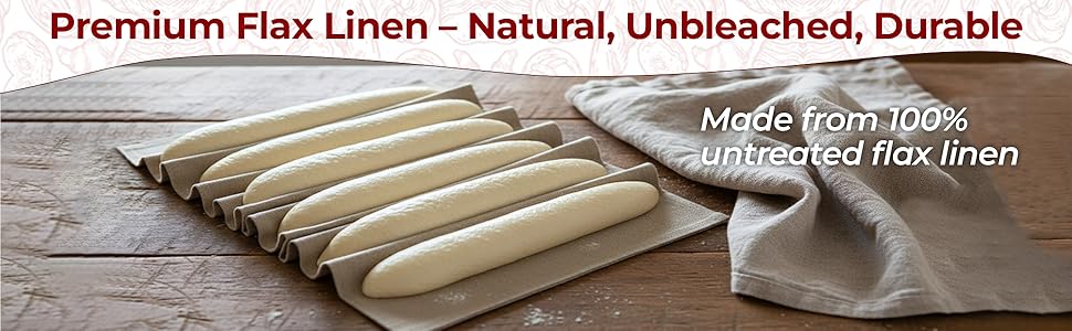 Professional Bread Cloth Bakers Couche – Premium Flax Linen Baking Cloth for Dough, Artisan Bread Proofing, Baguette Couche 35