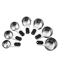 Spring Chef Stainless Steel Magnetic Measuring Spoons Set with Strong N45 Magnets, Heavy Duty Metal Kitchen Gadgets for Baking & Cooking, Fits in Most Kitchen Spice Jars, Set of 8 with Leveler, Black