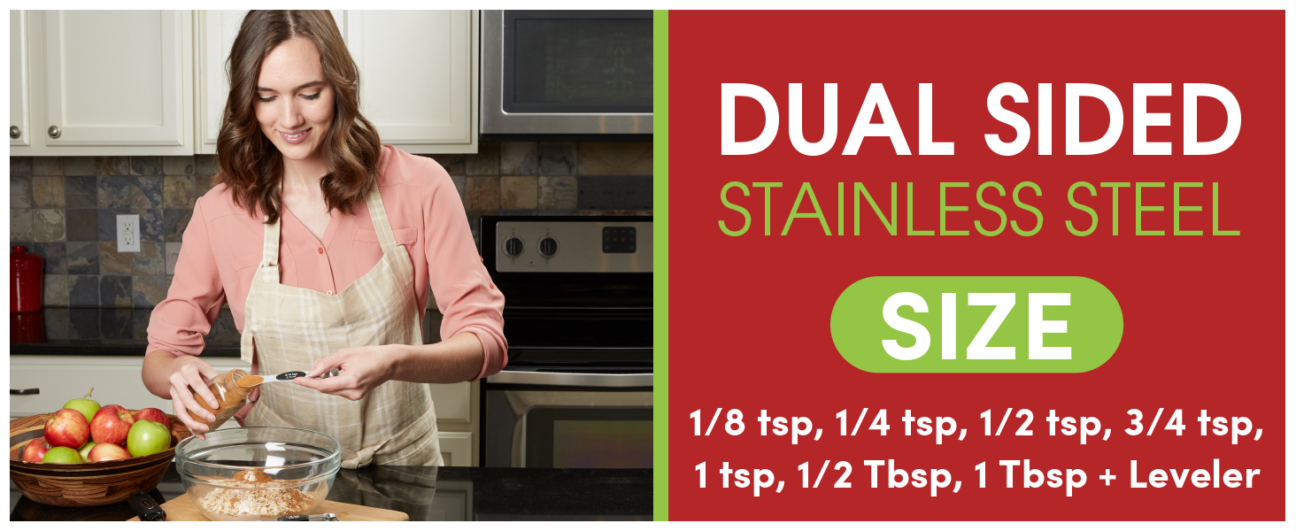 Spring Chef Stainless Steel Magnetic Measuring Spoons Set with Strong N45 Magnets, Heavy Duty Metal Kitchen Gadgets for Baking & Cooking, Fits in Most Kitchen Spice Jars, Set of 8 with Leveler, Black