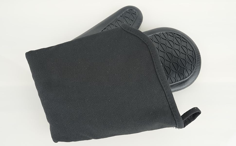 DoMii Extra Long Silicone Oven Mitts Heavy Duty Commercial Grade Oven Mitts Heat Resistant BBQ Gloves with Quilted Cotton Lining 2 Pack