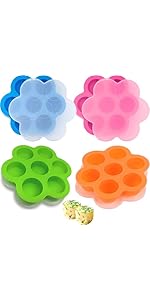 GOKCEN's Silicone Egg Bite Molds [2 Pack] Instant Pot Accessories - Total 14 Cups Muffin Pan for Baking - Food Freezer Tray with Lid - Reusable Storage Container (Blue & Green - Egg Bite Mold)
