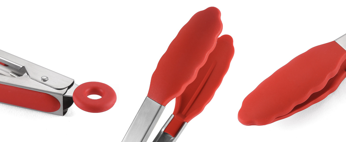 Kitchen Tongs Set of 3, Cooking Tongs with Silicone Tips, Non-Stick Non-Scratch Heat Resistant Tongs for Grilling Cooking BBQ Salad Serving (Multicolor, 7/9/12 Inch)