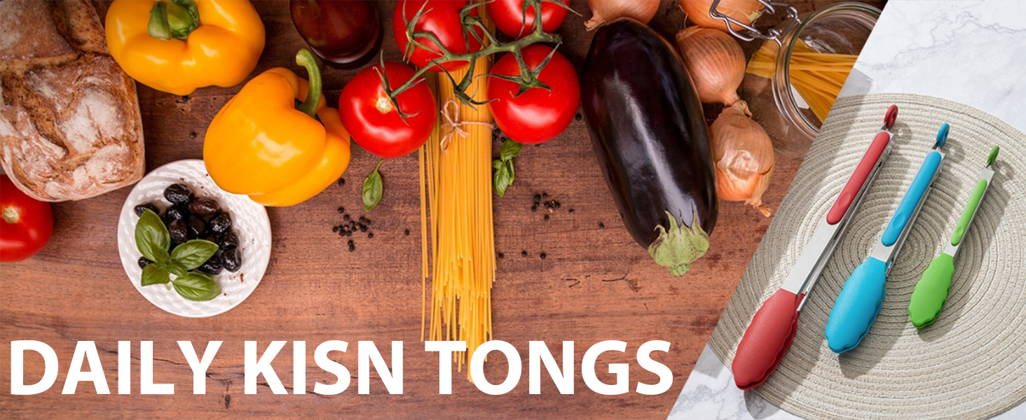 Kitchen Tongs Set of 3, Cooking Tongs with Silicone Tips, Non-Stick Non-Scratch Heat Resistant Tongs for Grilling Cooking BBQ Salad Serving (Multicolor, 7/9/12 Inch)