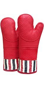 1 Pair Yarn Dyed Oven Mitts 100% Cotton Heat Resistant 470 Degree Gloves Men Women Cooking Baking Barbecue BBQ Microwave Crafting Machine Washable Pot Holders Mittens (blue2)