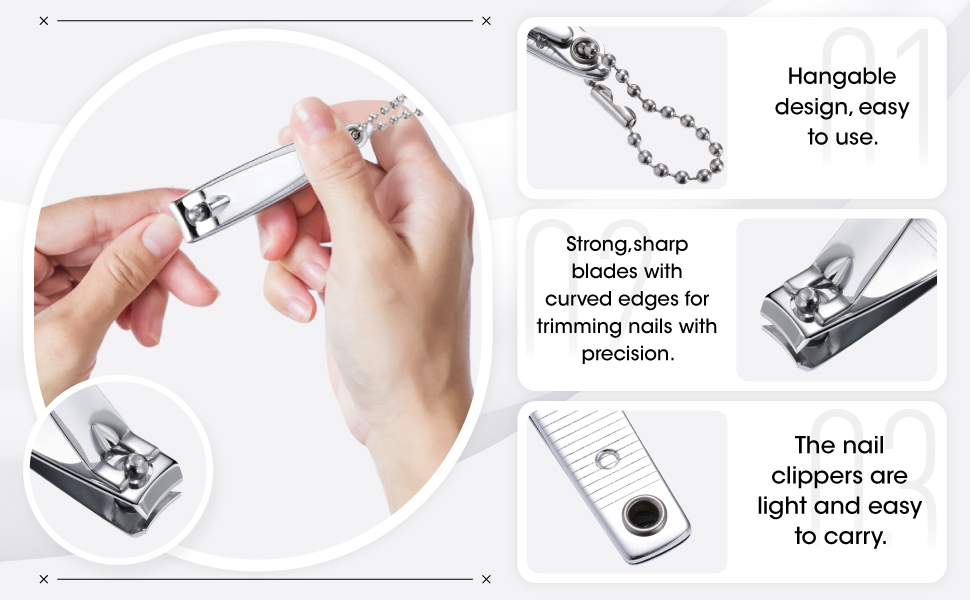 Bememo 12 Pieces Stainless Nail Clippers Set Fingernail and Toenail Clippers Nail Cutter Tool Set for Men and Women(Silver)