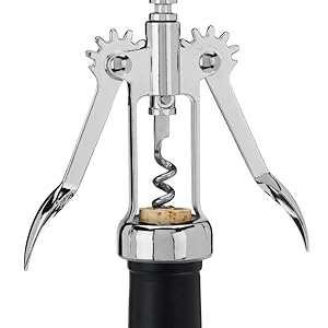 True Soar Winged Corkscrew Wine Opener, Multi-Purpose Bottle Opener for Beer and Soda, Stainless Steel with Chrome Finish, Easy to Remove Cork for Bartenders, Home Bar, Kitchen, Set of 1, Matte Black