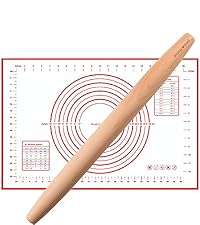 Muso Wood Wooden French Rolling Pin for Baking, Beech Wood Tapered Rolling Pin for Fondant Pie Crust Cookie Pastry(French 15.75-Inch)