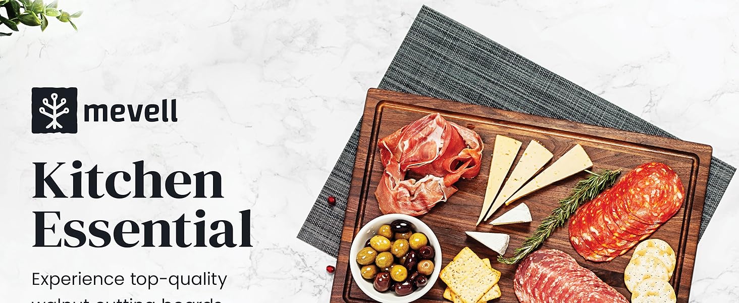 Walnut Wood Cutting Board for Kitchen, Reversible Wooden Cutting Board With Juice Grooves - Chopping Board, Charcuterie Serving Tray Made in Canada (Walnut, 17x11x0.75)