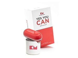 Kitchen Mama Auto Electric Can Opener: Open Your Cans with A Simple Press of Button - Automatic, Hands Free, Smooth Edge, Battery Operated, YES YOU CAN (Red)