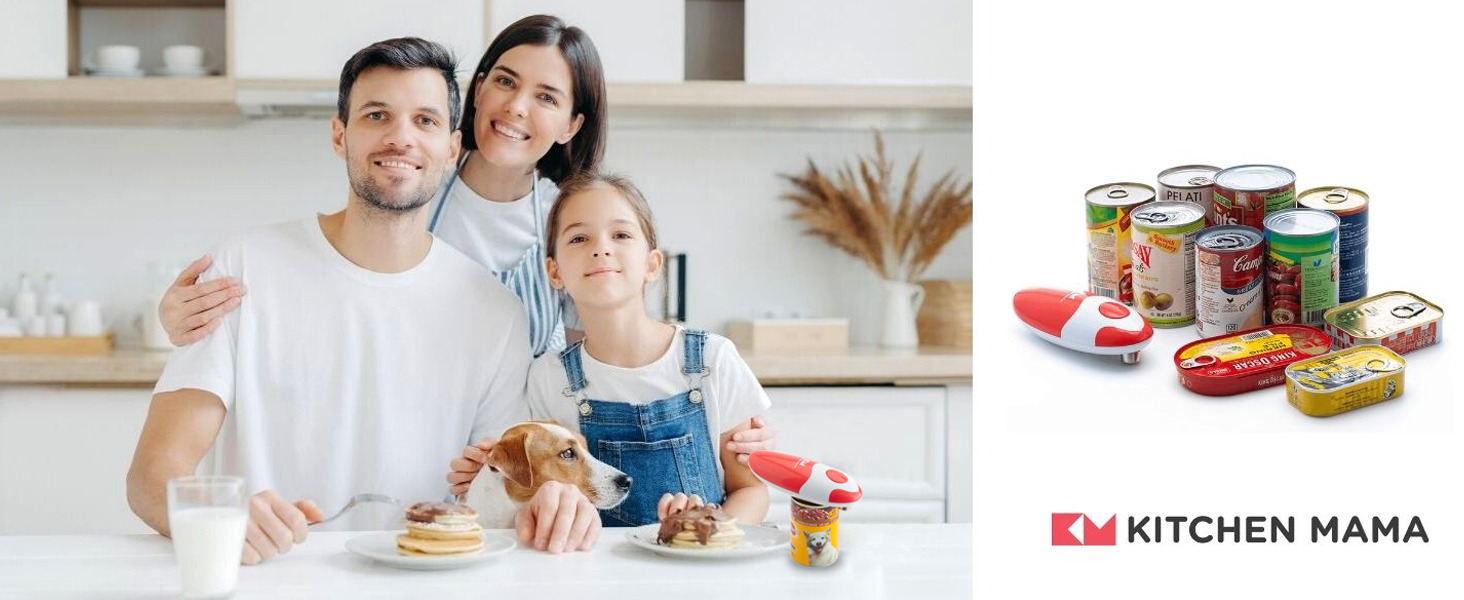 Kitchen Mama Auto Electric Can Opener: Open Your Cans with A Simple Press of Button - Automatic, Hands Free, Smooth Edge, Battery Operated, YES YOU CAN (Red)