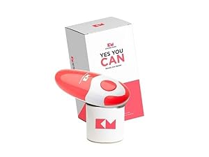 Kitchen Mama Auto Electric Can Opener: Open Your Cans with A Simple Press of Button - Automatic, Hands Free, Smooth Edge, Battery Operated, YES YOU CAN (Red)