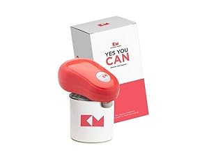 Kitchen Mama Auto Electric Can Opener: Open Your Cans with A Simple Press of Button - Automatic, Hands Free, Smooth Edge, Battery Operated, YES YOU CAN (Red)