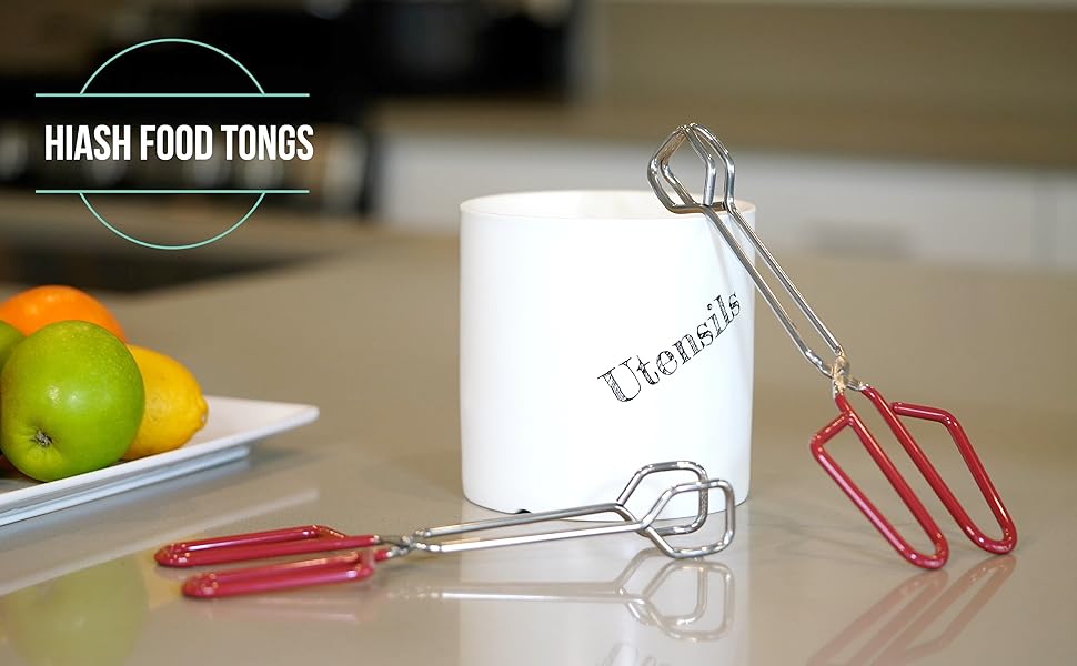 10-Inch Heavy Duty Stainless Steel Kitchen Tongs - Non-Slip Comfortable Red Grip, Scissor Design, Heat Resistant for BBQ and Cooking