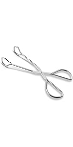 10-Inch Heavy Duty Stainless Steel Kitchen Tongs - Non-Slip Comfortable Red Grip, Scissor Design, Heat Resistant for BBQ and Cooking