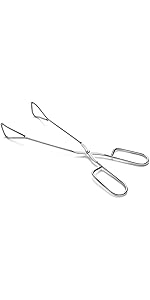 10-Inch Heavy Duty Stainless Steel Kitchen Tongs - Non-Slip Comfortable Red Grip, Scissor Design, Heat Resistant for BBQ and Cooking